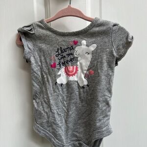 Okie Dokie 3M Gray Llama Love You Forever Girls Short Sleeve Onesie